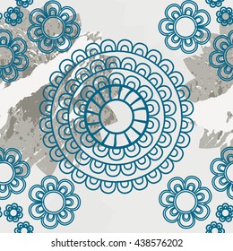 Mandala pattern, floral elements, decorative ornament. Seamless pattern background. Arab, Asian, ottoman motifs. Vector illustration