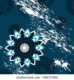 Mandala pattern, floral elements, decorative ornament. Seamless pattern background. Arab, Asian, ottoman motifs. Vector illustration