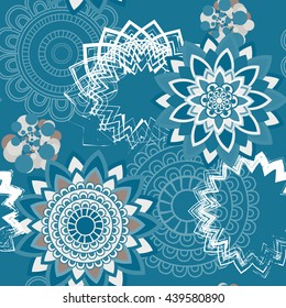 Mandala pattern, floral elements, decorative ornament. Seamless pattern background. Arab, Asian, ottoman motifs. Vector illustration