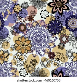 Mandala pattern, floral elements, decorative ornament. Seamless pattern background.  Arab, Asian, ottoman motifs. Vector illustration 