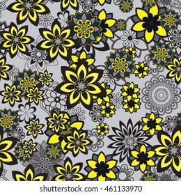 Mandala pattern, floral elements, decorative ornament. Seamless pattern background.  Arab, Asian, ottoman motifs. Vector illustration 