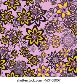 Mandala pattern, floral elements, decorative ornament. Seamless pattern background.  Arab, Asian, ottoman motifs. Vector illustration 