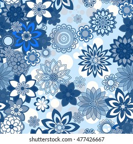 Mandala pattern, floral elements, decorative ornament. Seamless pattern background.  Arab, Asian, ottoman motifs. Vector illustration 