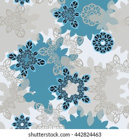 Mandala pattern, floral elements, flowers decorative ornament. Seamless pattern background. Vector illustration