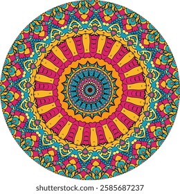 Mandala Pattern with Floral and Geometric Symmetry