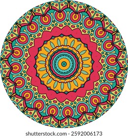 Mandala Pattern with Floral and Geometric Symmetry