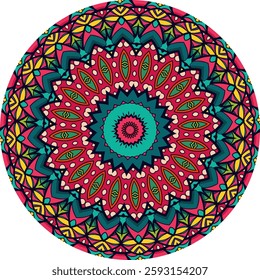 Mandala Pattern with Floral and Geometric Symmetry