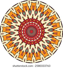 Mandala Pattern with Floral Motifs and Concentric Circles