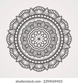 patrón mandala con arreglo floral y combinación de formas geométricas. islam hindú budista india pakistán árabe chino