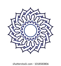 mandala pattern flower, Round Ornament Pattern blue and white, abstract floral for your design vector illustration