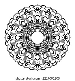 Patrón de Mandala para Henna, Mehndi, tatuaje, ornamento decorativo en estilo étnico oriental, Dibujo de vector dibujado a mano con eslabón. Mandala floral