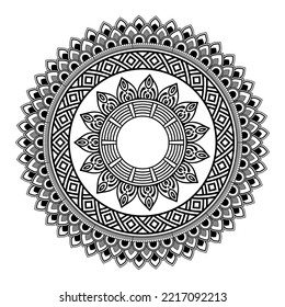 Mandala-Muster für Henna, Mehndi, Tattoo, Dekorative Ornamente im ethnisch-orientalischen Stil, handgezeichnete Vektorgrafik mit Umrissen. Blumenmandala