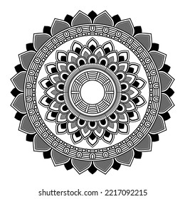 Mandala pattern for Henna, Mehndi, tattoo, Decorative ornament in ethnic oriental style, Outline doodle hand drawn vector illustration. Floral mandala