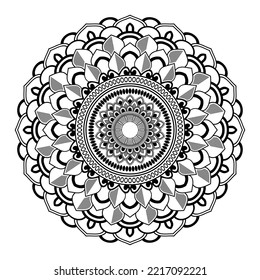 Patrón de Mandala para Henna, Mehndi, tatuaje, ornamento decorativo en estilo étnico oriental, Dibujo de vector dibujado a mano con eslabón. Mandala floral