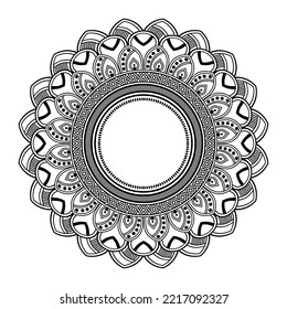 Mandala pattern for Henna, Mehndi, tattoo, Decorative ornament in ethnic oriental style, Outline doodle hand drawn vector illustration. Floral mandala