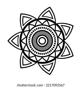 Mandala pattern for Henna, Mehndi, tattoo, Decorative ornament in ethnic oriental style, Outline doodle hand drawn vector illustration. Floral mandala