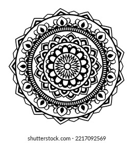 Mandala pattern for Henna, Mehndi, tattoo, Decorative ornament in ethnic oriental style, Outline doodle hand drawn vector illustration. Floral mandala