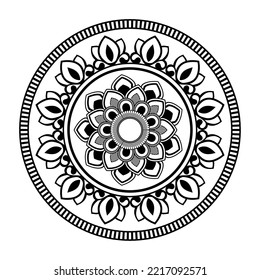 Mandala pattern for Henna, Mehndi, tattoo, Decorative ornament in ethnic oriental style, Outline doodle hand drawn vector illustration. Floral mandala