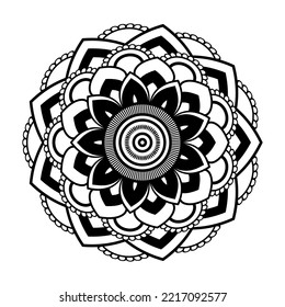 Mandala pattern for Henna, Mehndi, tattoo, Decorative ornament in ethnic oriental style, Outline doodle hand drawn vector illustration. Floral mandala