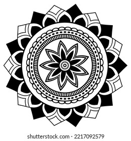 Mandala pattern for Henna, Mehndi, tattoo, Decorative ornament in ethnic oriental style, Outline doodle hand drawn vector illustration. Floral mandala