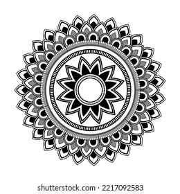 Mandala pattern for Henna, Mehndi, tattoo, Decorative ornament in ethnic oriental style, Outline doodle hand drawn vector illustration. Floral mandala