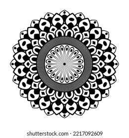 Mandala-Muster für Henna, Mehndi, Tattoo, Dekorative Ornamente im ethnisch-orientalischen Stil, handgezeichnete Vektorgrafik mit Umrissen. Blumenmandala