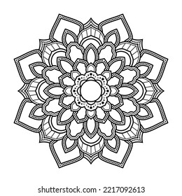 Mandala pattern for Henna, Mehndi, tattoo, Decorative ornament in ethnic oriental style, Outline doodle hand drawn vector illustration. Floral mandala