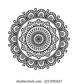 Mandala pattern for Henna, Mehndi, tattoo, Decorative ornament in ethnic oriental style, Outline doodle hand drawn vector illustration. Floral mandala