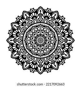 Patrón de Mandala para Henna, Mehndi, tatuaje, ornamento decorativo en estilo étnico oriental, Dibujo de vector dibujado a mano con eslabón. Mandala floral