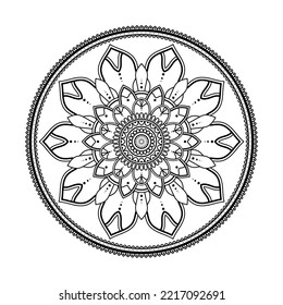 Patrón de Mandala para Henna, Mehndi, tatuaje, ornamento decorativo en estilo étnico oriental, Dibujo de vector dibujado a mano con eslabón. Mandala floral