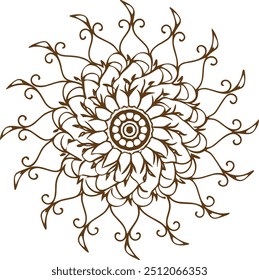 Mandala pattern or Henna, Mehndi, tattoo, decoration. Decorative frame ornament in ethnic oriental style. Coloring book page.