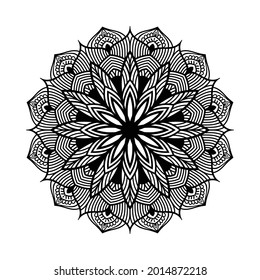 Mandala pattern for invitation card, book cover, coloring page, ornate design with white background