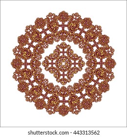 mandala pattern of lace gold color on a white background