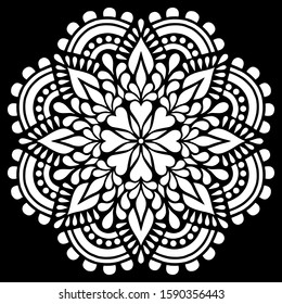 Mandala pattern large black and white good mood