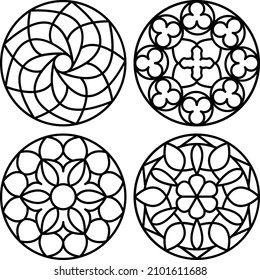 Conjunto de arte de línea de patrón de Mandala