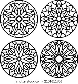 Mandala Pattern Line Art Set