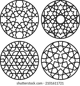 Mandala Pattern Line Art Set