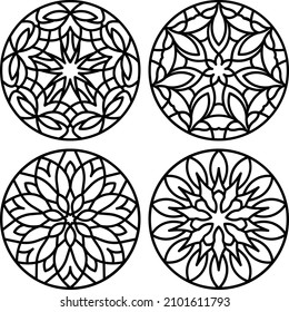 Mandala Pattern Line Art Set
