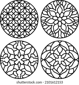 Mandala Pattern Line Art Set