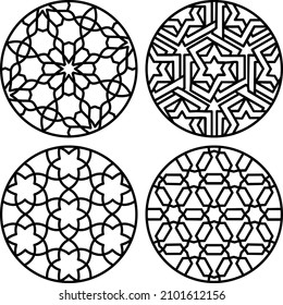 Mandala Pattern Line Art Set