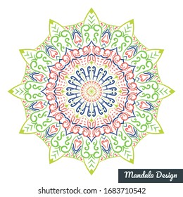 Mandala pattern for Mehndi, Henna, Yoga, Tattoo, Decoration. Mystic, oriental, alchemy ornament. Coloring book page. Vector illustration.