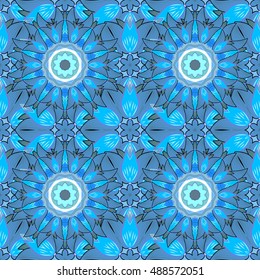 Mandala pattern on blue background. Vector.