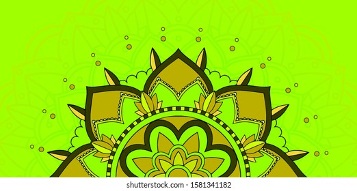 Mandala pattern on green background illustration