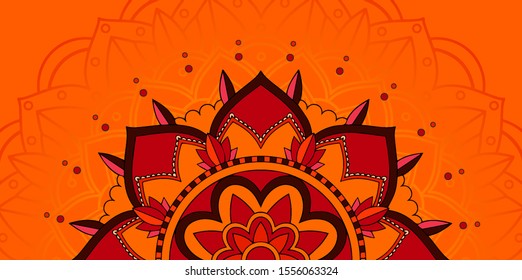 Mandala pattern on orange background illustration