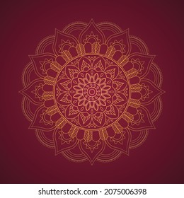 Mandala pattern on red bg vector