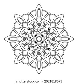Mandala pattern. Oriental decorative round ornament can be used for meditation background, stress therapy and coloring page.