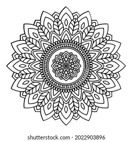 Mandala pattern. Oriental decorative round ornament can be used for meditation background, stress therapy and coloring page.