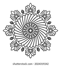 Mandala pattern. Oriental decorative round ornament can be used for meditation background, stress therapy and coloring page.