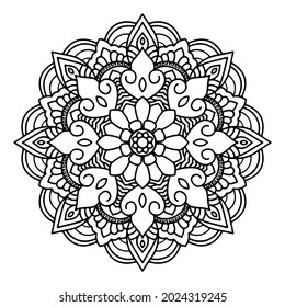 Mandala pattern. Oriental decorative round ornament can be used for meditation background, stress therapy and coloring page.