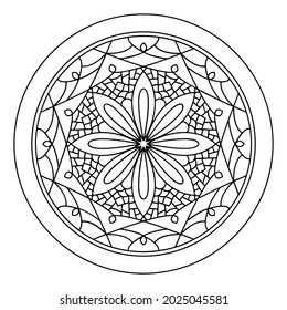 Mandala pattern. Oriental decorative round ornament can be used for meditation background, stress therapy and coloring page.